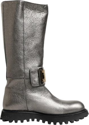 Dolce & Gabbana Middenhoge Laarzen - Heren - Hoge Laarzen - Grijs - 44 EU - Leer - Schoenen