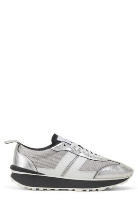 Lanvin Bumpr Sneakers In Crinkled Metallic Leather in White at Nordstrom, Size 44 Eu