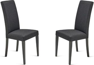 Capodarte Sedia in tessuto Antracite con gambe in legno denver 2 sedie