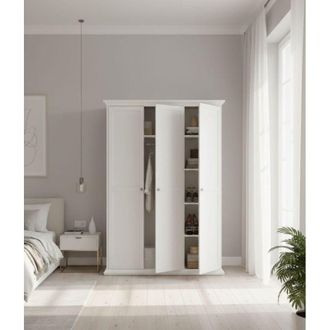 Dmora Dmora - Armario 3 Puertas Justine, Muebles De Dormitorio, Vestidor, Armario De Ropa, 139x61 H201 Cm, Blanco