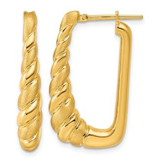 Diamond2Deal 14K Yellow Gold Satin Shrimp Hoop Earrings