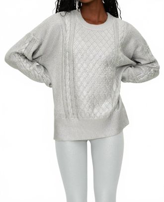Beach Riot Callie Sweater In Silver Shine Cable