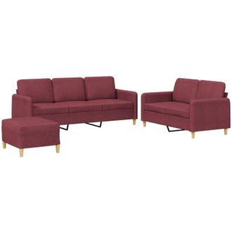 vidaXL Vidaxl - Juego De Sof&aacute;s Con Cojines 3 Piezas Tela Rojo Tinto