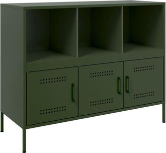 vidaXL Aparador acero verde oliva 100,5x39x79 cm Vidaxl