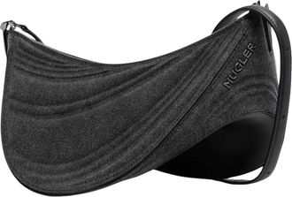 MUGLER Shoulder Bags, female, Gray, Size: ONE SIZE Gray Spiral Embossed Shoulder Bag