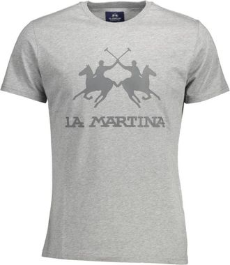 La Martina T-shirt met ronde hals - Heren - T-shirts - Grijs - M - Katoen - Tops