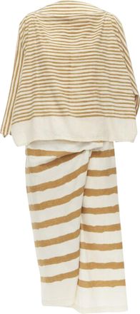 Issey Miyake tribal stripe boxy top skirt set