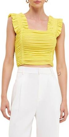 endless rose Ruffle Pleat Crop Tank in Yellow at Nordstrom Rack, Size X-Small