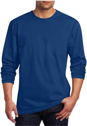 Generic Long Sleeve T Shirt Mens Basic Sports Tops Lightweight Mens Plain Crew Neck T-Shirt Loose Fit Tee Shirt Cotton Pullover Breathable Long Sleeve T-Shirt