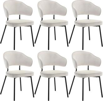 Woltu Set di 6 Sedie per Sala da Pranzo. Sedie da Cucina con Schienale. Sedie Imbottite e Rivestite in Velluto con Gambe Metalliche. Sedie Moderne