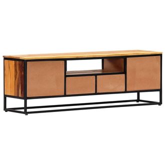Berkfield Home TV Cabinet 120x30x40 cm Solid Reclaimed Wood & Steel in Brown | Size: 120 x 30 x 40 cm