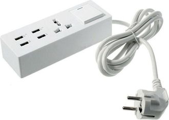 Trade Shop Trade Shop - Ciabatta El&eacute;ctrica De M&uacute;ltiples Escala Con 1 Enchufes Universales 4 Usb Con Interruptor