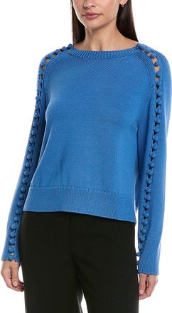 Lafayette 148 New York Crochet Button Trimmed Silk-Blend Top