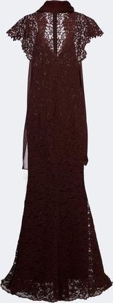 De La Vali Solina scarf-detail cotton-blend lace gown