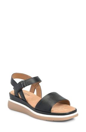 COMFORTIVA Ash Ankle Strap Platform Wedge Sandal in Black at Nordstrom, Size 9.5