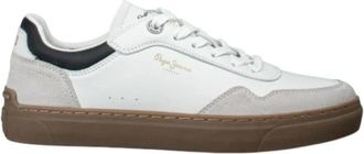 Pepe Jeans London Moderne Camden Collar Sneakers - Heren - Sneakers - Wit - 40 EU - Leer - Schoenen