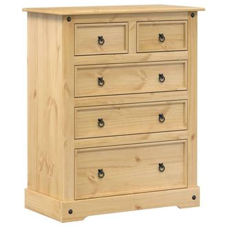 Berkfield Home Chest of Drawers Corona 92x48x114 cm Solid Wood Pine in Light Tan | Size: 92 x 48 x 114 cm