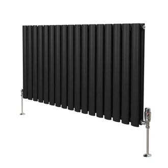 MonsterShop Oval Column Radiator & Valves - 600mm x 1020mm - Black