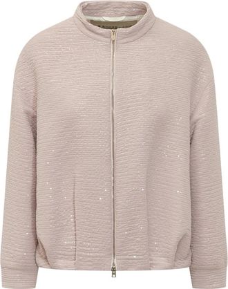 Herno Jas in gesluierde pailletten - Dames - Zomerjassen - Roze - 2XL - Pailletten - Jassen