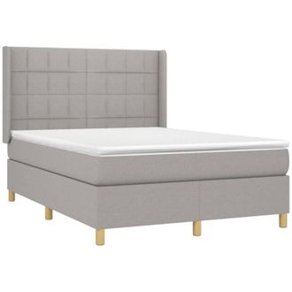 vidaXL Vidaxl - Cama Box Spring Con Colch&oacute;n Tela Gris Claro 140x200 Cm