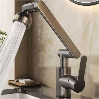 OEM Grifo De Cocina Plegable, Mezclador De Cocina Giratorio Flexible De 1080&deg;, Grifo De Fregadero Bajo Ventana De Acero Inoxidable, 2 Modos De Rociado -cr