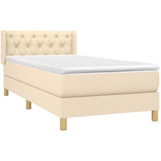 vidaXL Cama Box Spring Con Colch&oacute;n Tela Color Crema 80x200 Cm Vidaxl