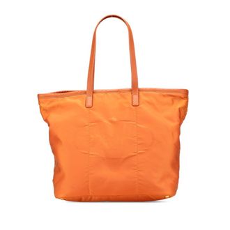Prada Orange Leather Jacquard Shoulder Bag Tote Bag (Pre-Owned)