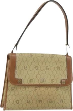 Dior Pre-owned Vintage Honeycomb Canvas Schoudertas - Dames - Vintage Schoudertas - Beige - ONE Size - Leer - Vintage