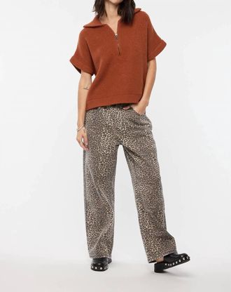 Wishlist Half-Zip Pullover Western Sweater In Rust