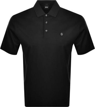 HUGO BOSS Mens Parris 01 Metal Logo Polo Shirt, Black