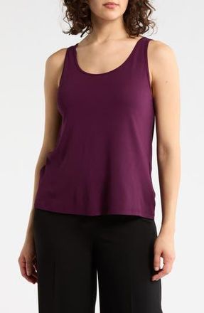 Eileen Fisher Slim Fit Scoop Neck Silk Tank in Blackberry at Nordstrom Rack, Size Xx-Small