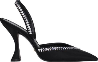 Stuart Weitzman Black Satin Stiletto Heel Womens Sandals