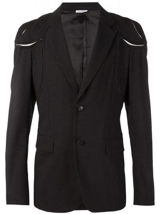 Comme Des Garçons cut-out details blazer - men - Polyester/Wool/Polyurethane/Polyester/Nylon - M - Black