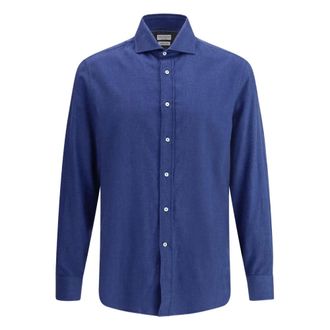 Brunello Cucinelli Heren, Overhemden, Blauw, Maat: L Katoen