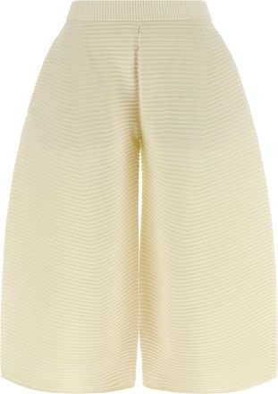 Issey Miyake White Polyester Cropped Womens Pants