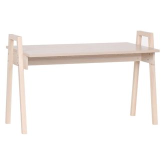 Calicosy Escritorio efecto madera y patas de roble macizo beige L128cm