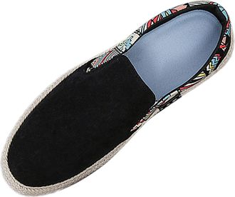 Generic Canvas Slip On Trainers Men, Mens Boat Shoes Wide Width, Casual Shoe Printing Bean Shoes Breathable Outdoor Shoe Flat Bottom Walking Trainer for Work 