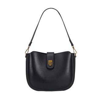 Generic Womens Leather Shoulder Bag Ladies Soft Handbag Female Crossbody Bags(Black)