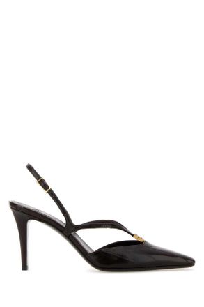 Fendi Dark Brown Leather Fendi F Fold Pumps