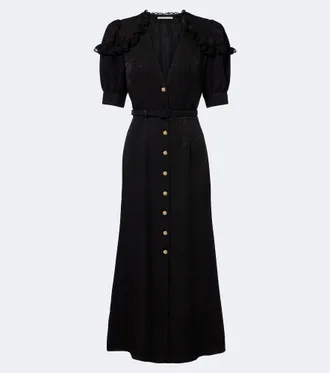 Alessandra Rich Belted silk jacquard midi dress