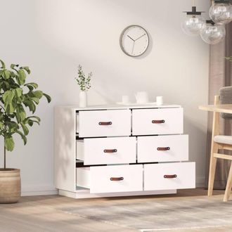 Berkfield Home Sideboard White 100x40x75 cm Solid Wood Pine | Size: 100 x 40 x 75 cm