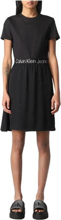 Calvin Klein Elegante Sportieve Logo Jurk - Dames - Korte kleedjes - Zwart - XS - Kleedjes