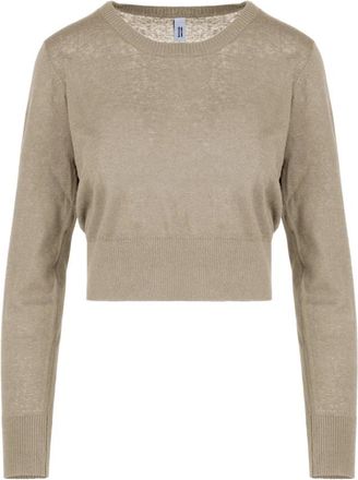 Bomboogie Trui met lange mouwen van linnen en katoen - Dames - Truien - Beige - Maat: XS Katoen