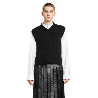 Ann Demeulemeester Reidar Vest in ribbed Wool and Satin