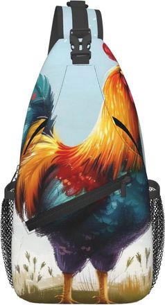 Generic Rooster Chest Bag Breathable Crossbody Bag With Zipper Daypack For Sports Runner Shopping