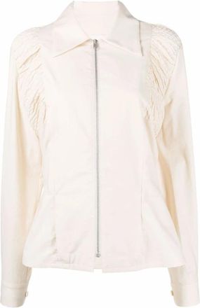 Maison Margiela Long Sleeve Cotton Shirt - Dames - Overhemden - Wit - S - Katoen - Overhemden