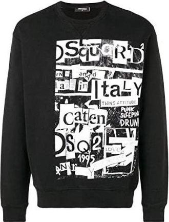 Dsquared2 Printed Sweatshirt - Heren - Sweatshirts - Zwart - XL - Katoen - Hoodies & sweatvesten