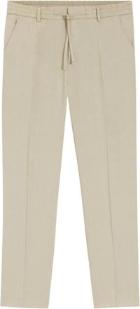 HUGO BOSS Tapered-fit broek van een linnenmix - Heren - Chinos - Beige - 2XL - Linnen - Broeken