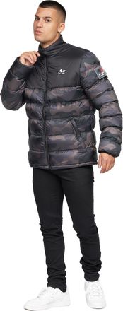 Born Rich Heren Carlito Camo oversized gewatteerde jas (Zwart)