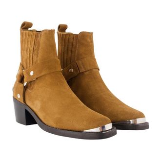 Anine Bing Womens Mid-Height Biker Ankle Boots Leather Brown Calfskin Shoes Ankle-boots